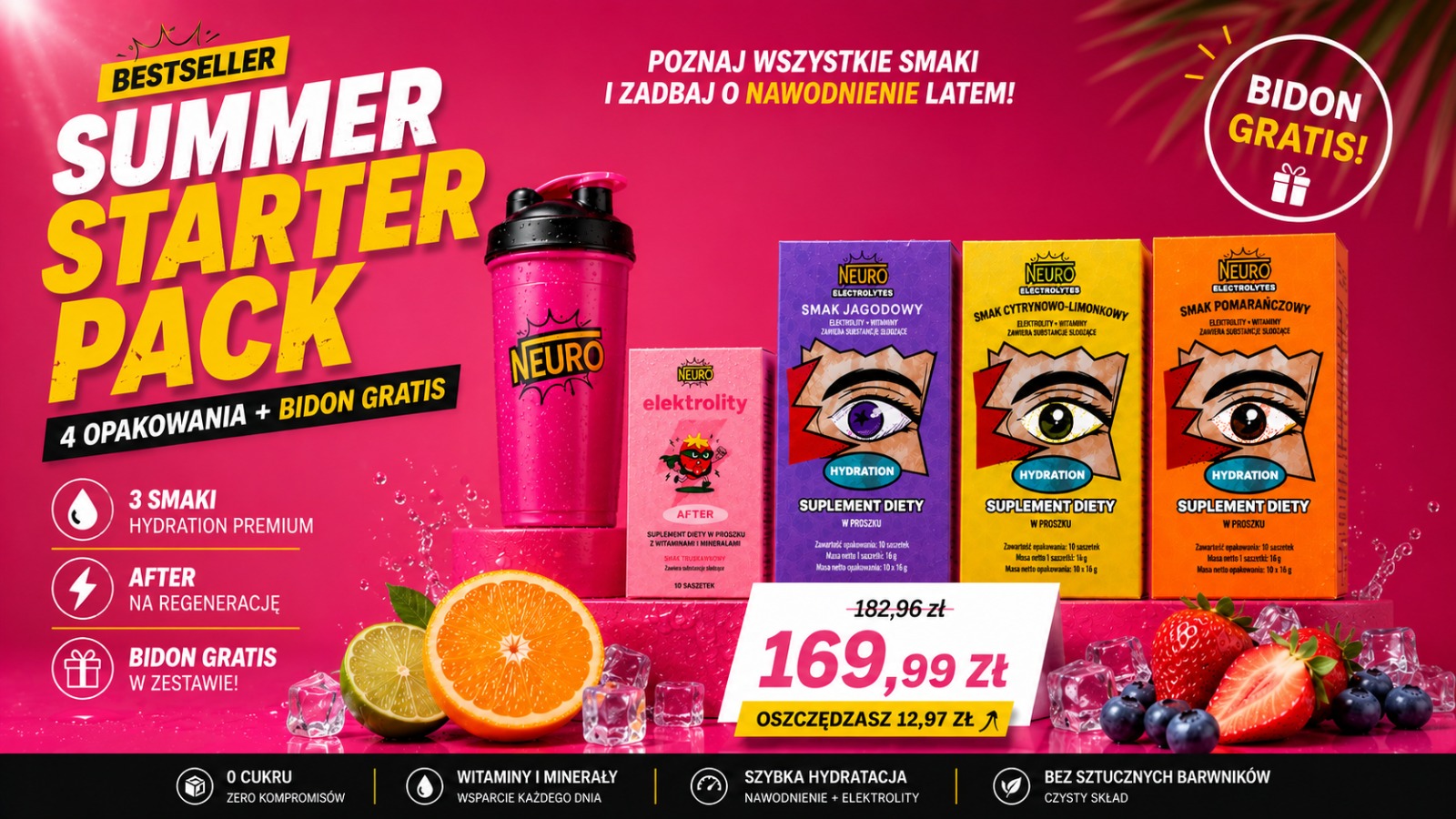 Summer Starter Pack — 4 opakowania + bidon gratis · 169,99 zł
